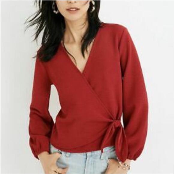 Madewell Texture and Thread Crepe Wrap Top - Picture 4 of 5